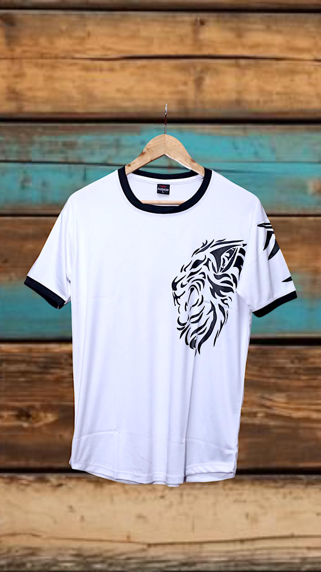Men’s White Polyester T-Shirt – Large Eid Party Wear | Stylish & Comfortable Casual Outfit