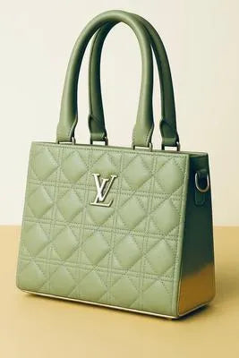 Luxury Quilted Handbag for Women – Elegant Structured Tote with Gold Logo & Top Handles