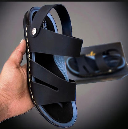 Classic Black Double Strap Men’s Sandals – Lightweight Casual Summer Slippers