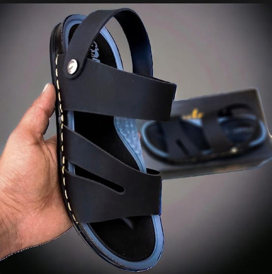 Classic Black Double Strap Men’s Sandals – Lightweight Casual Summer Slippers