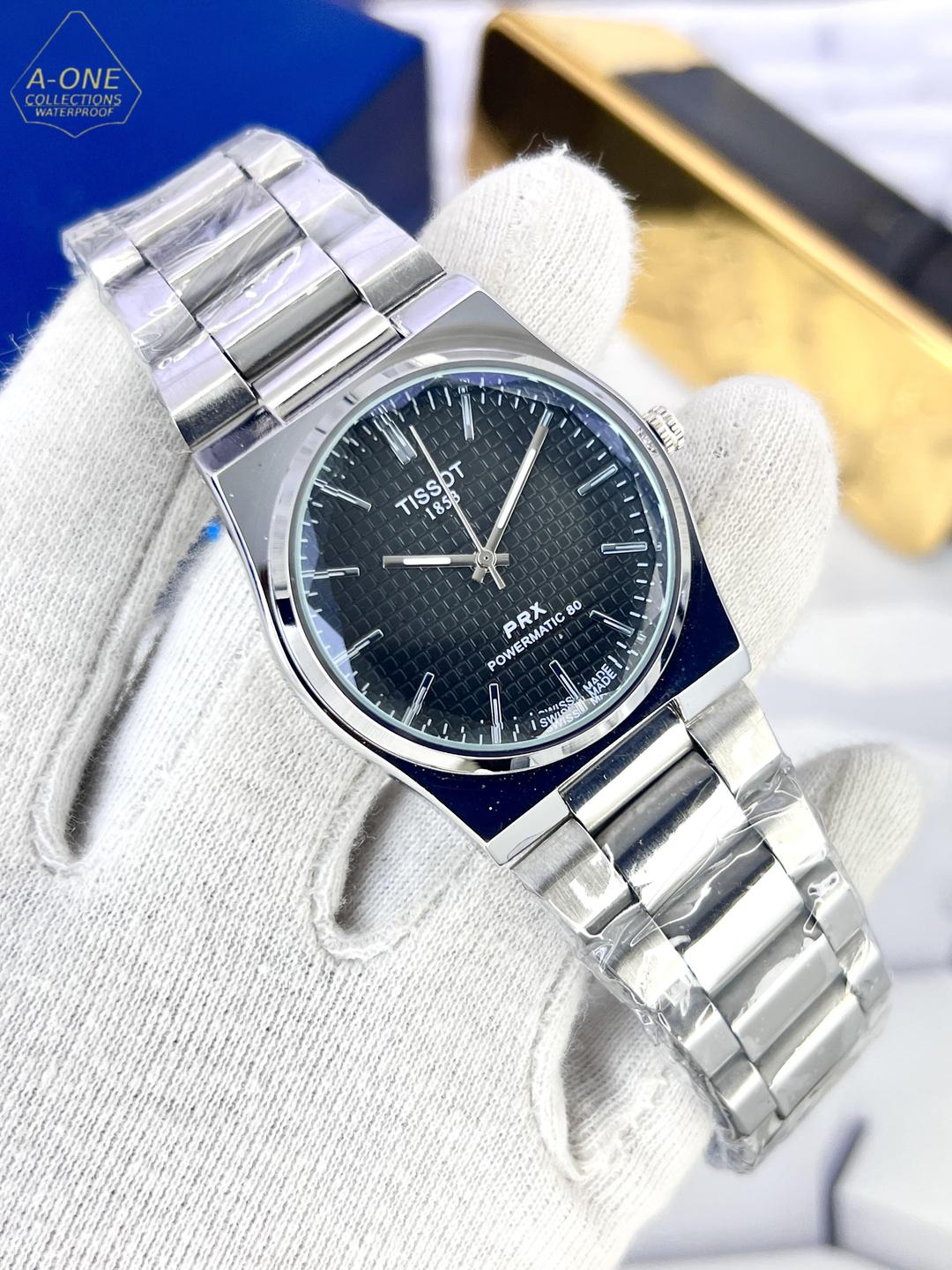 Tissot PRX Men’s Stainless Steel Watch – Black Dial | Elegant Swiss Quartz Luxury Timepiece