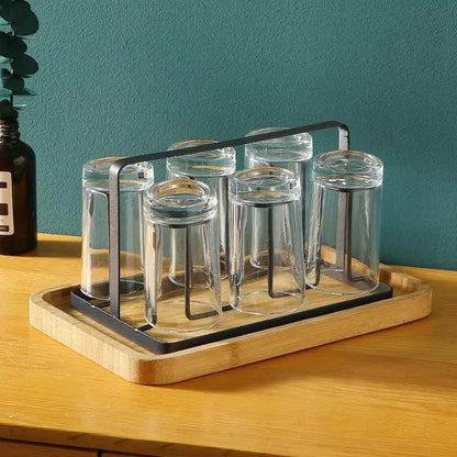 Modern Iron Glass Holder Rack – 6 Cup Drying Stand with Handle
