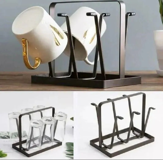 6-Hook Metal Mug Holder – Space Saving Kitchen Organizer