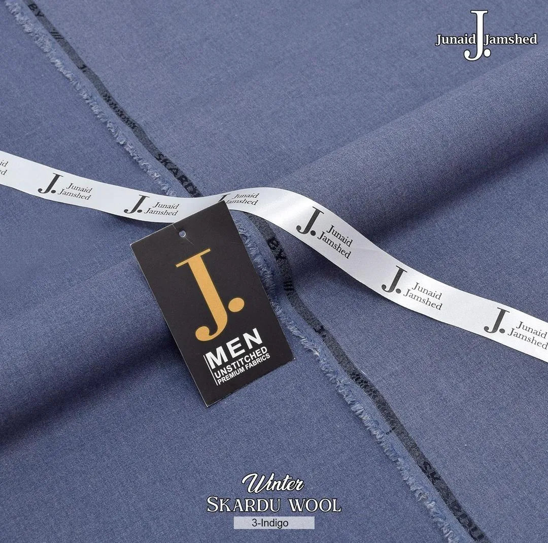 Junaid Jamshed Men Unstitched Winter Skardu Wool Fabric – Indigo