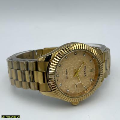 Luxury Gold-Tone Date Wristwatch with Diamond-Style Dial & Metal Bracelet